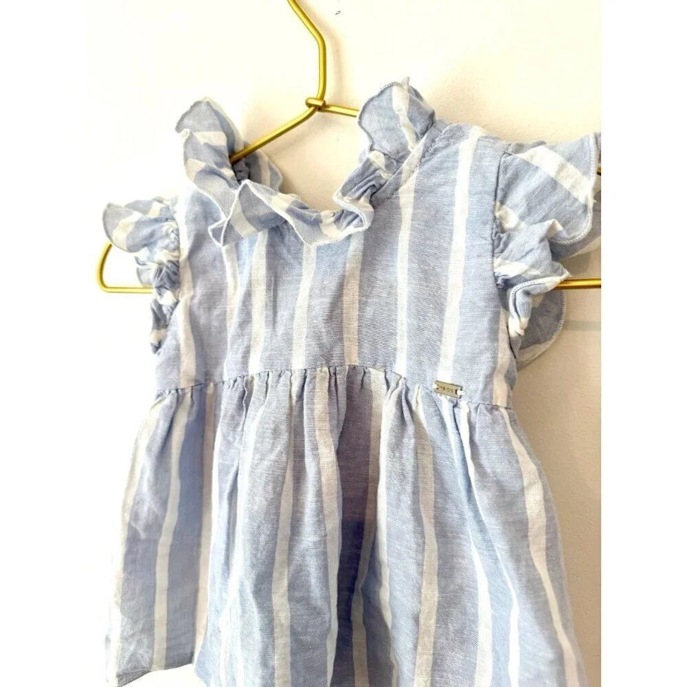 Mayoral Floral Flutter Sleeve Top Stripe Baby 12 Mo